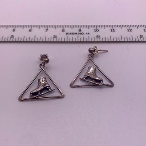 Vintage Sterling Silver Ice Skating Earrings